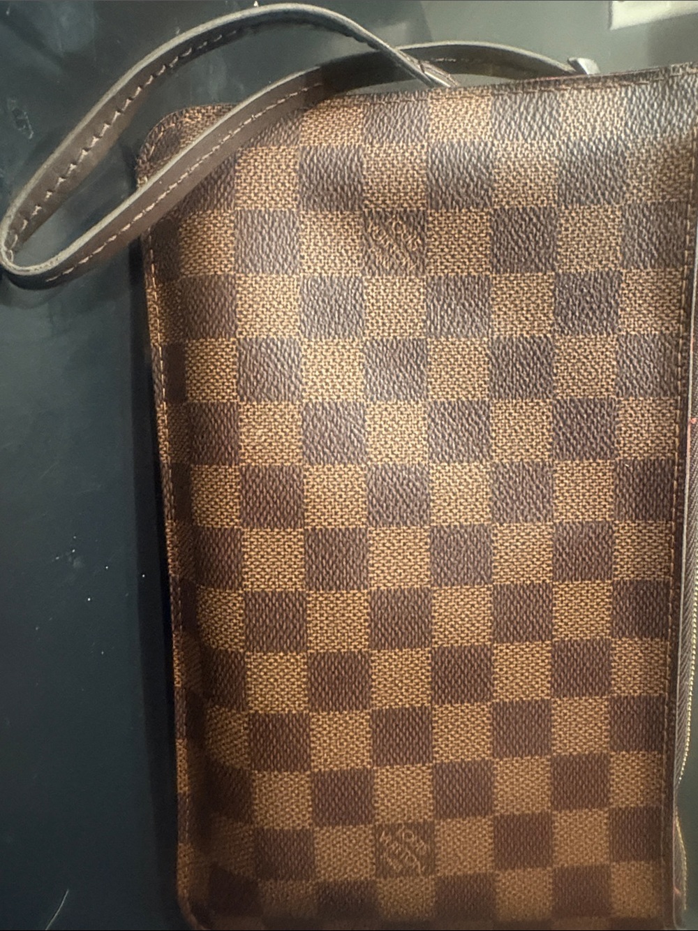 Louis Vuitton Brown Damier Ebene Wristlet Clutch